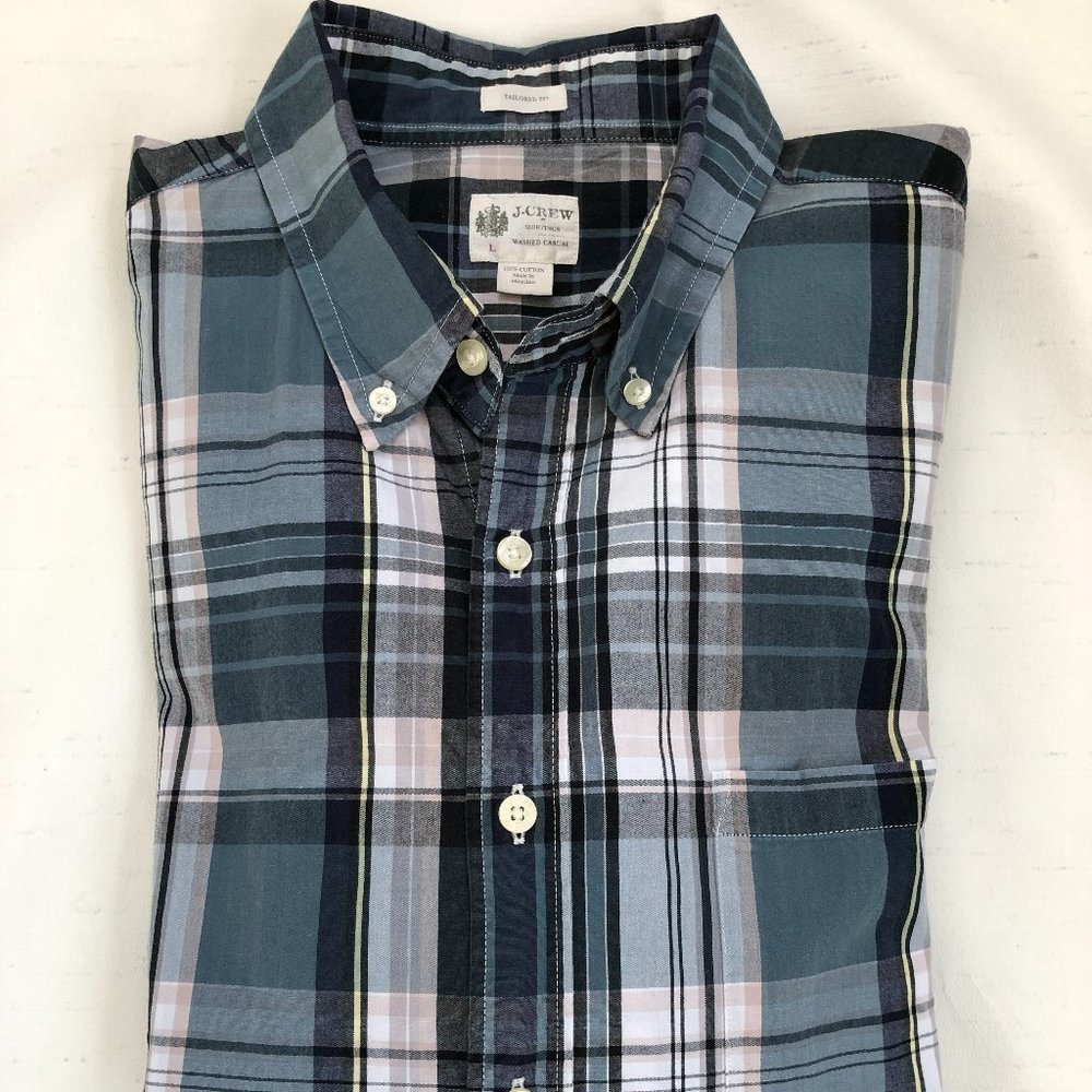 J Crew Tailored Fit plaid shirt size L